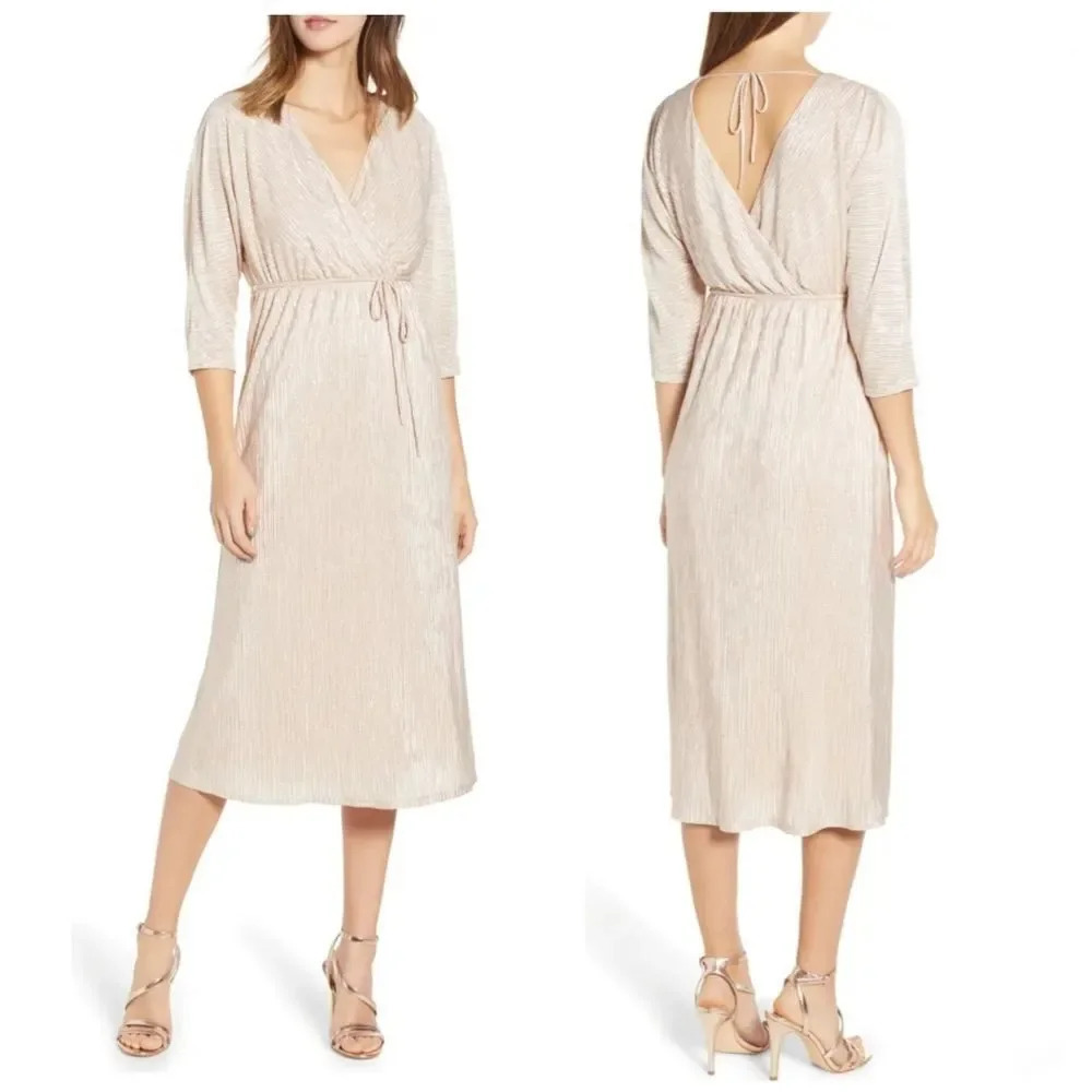 Nwot Leith Faux Wrap Midi Dress